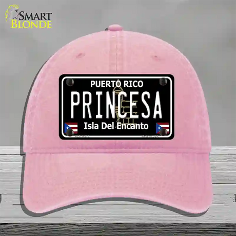 Princesa Puerto Rico Black Novelty License Plate Hat Unconstructed Cotton / Pink