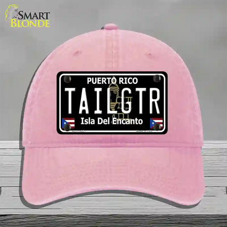 Tailgtr Puerto Rico Black Novelty License Plate Hat Unconstructed Cotton / Pink