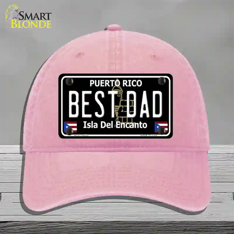 Best Dad Puerto Rico Black Novelty License Plate Hat Unconstructed Cotton / Pink