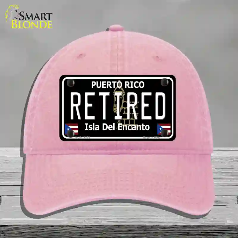 Retired Puerto Rico Black Novelty License Plate Hat Unconstructed Cotton / Pink