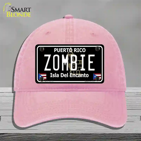 Zombie Puerto Rico Black Novelty License Plate Hat Unconstructed Cotton / Pink