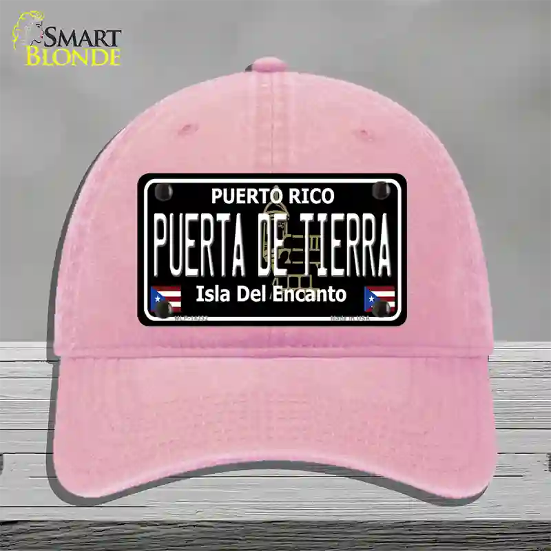 Puerta De Tierra Puerto Rico Black Novelty License Plate Hat Unconstructed Cotton / Pink