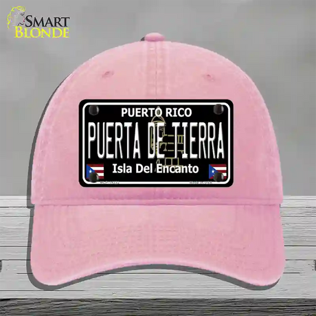 Puerta De Tierra Puerto Rico Black Novelty License Plate Hat Unconstructed Cotton / Pink