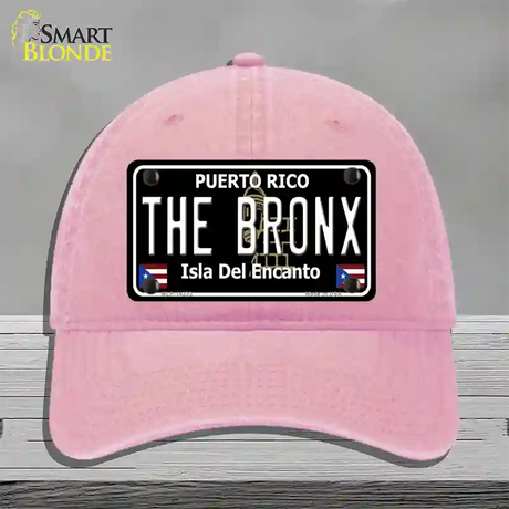 The Bronx Puerto Rico Black Novelty License Plate Hat Unconstructed Cotton / Pink