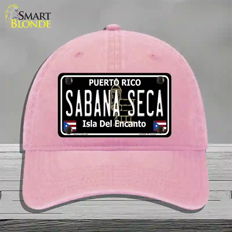 Sabana Seca Puerto Rico Black Novelty License Plate Hat Unconstructed Cotton / Pink