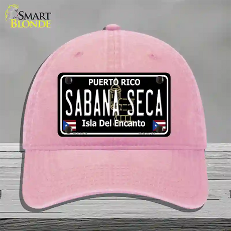 Sabana Seca Puerto Rico Black Novelty License Plate Hat Unconstructed Cotton / Pink