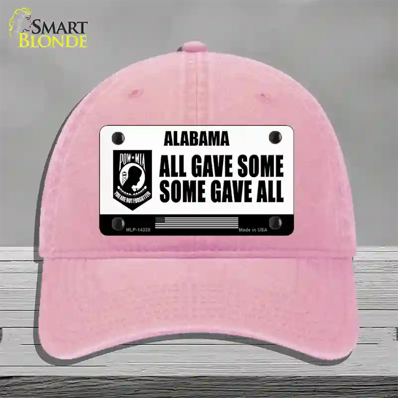 Alabama POW MIA Some Gave All Novelty License Plate Hat Unconstructed Cotton / Pink