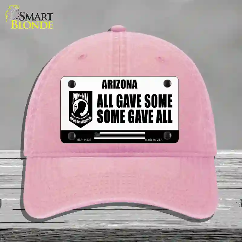 Arizona POW MIA Some Gave All Novelty License Plate Hat Unconstructed Cotton / Pink