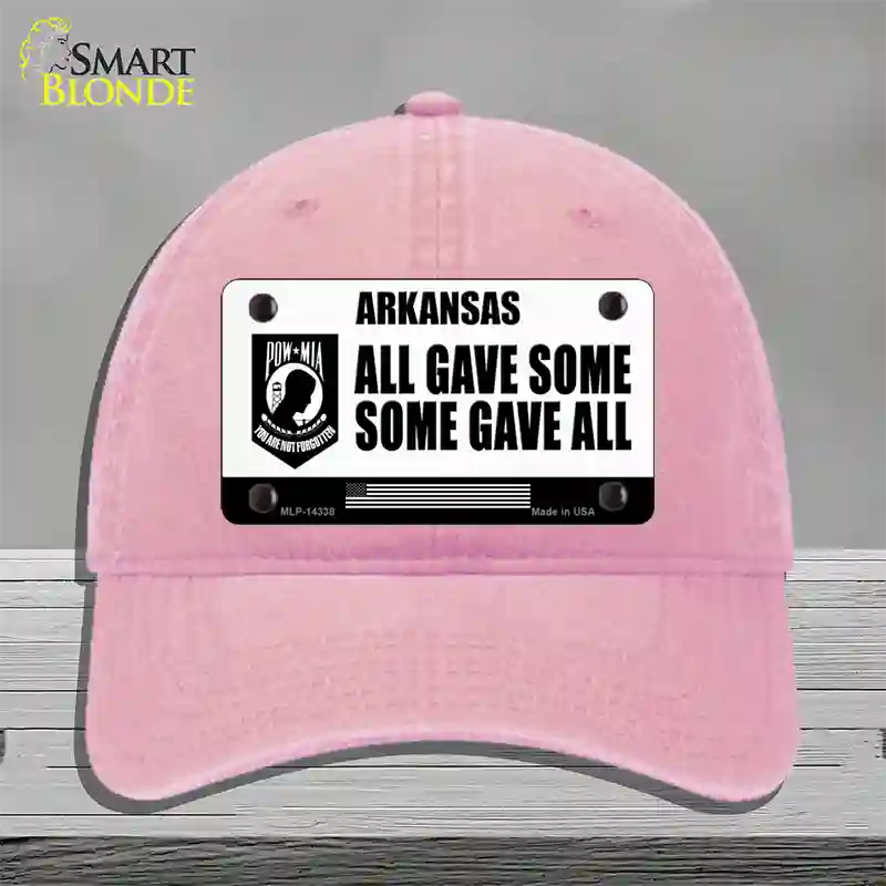 Arkansas POW MIA Some Gave All Novelty License Plate Hat Unconstructed Cotton / Pink