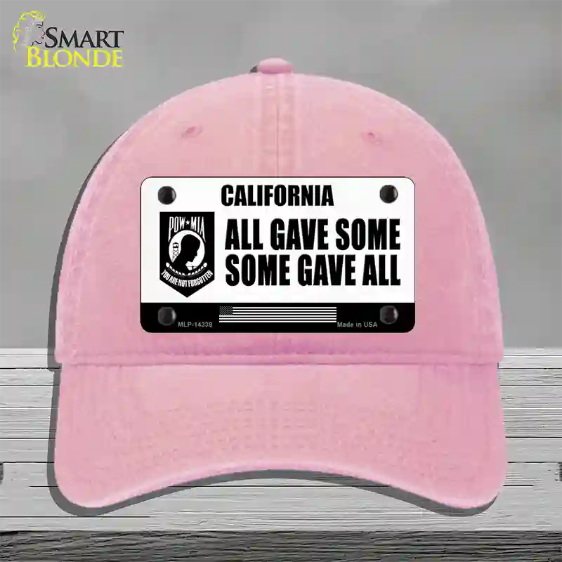 California POW MIA Some Gave All Novelty License Plate Hat Unconstructed Cotton / Pink