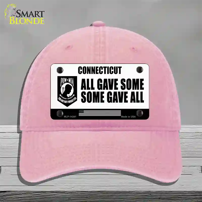 Connecticut POW MIA Some Gave All Novelty License Plate Hat Unconstructed Cotton / Pink