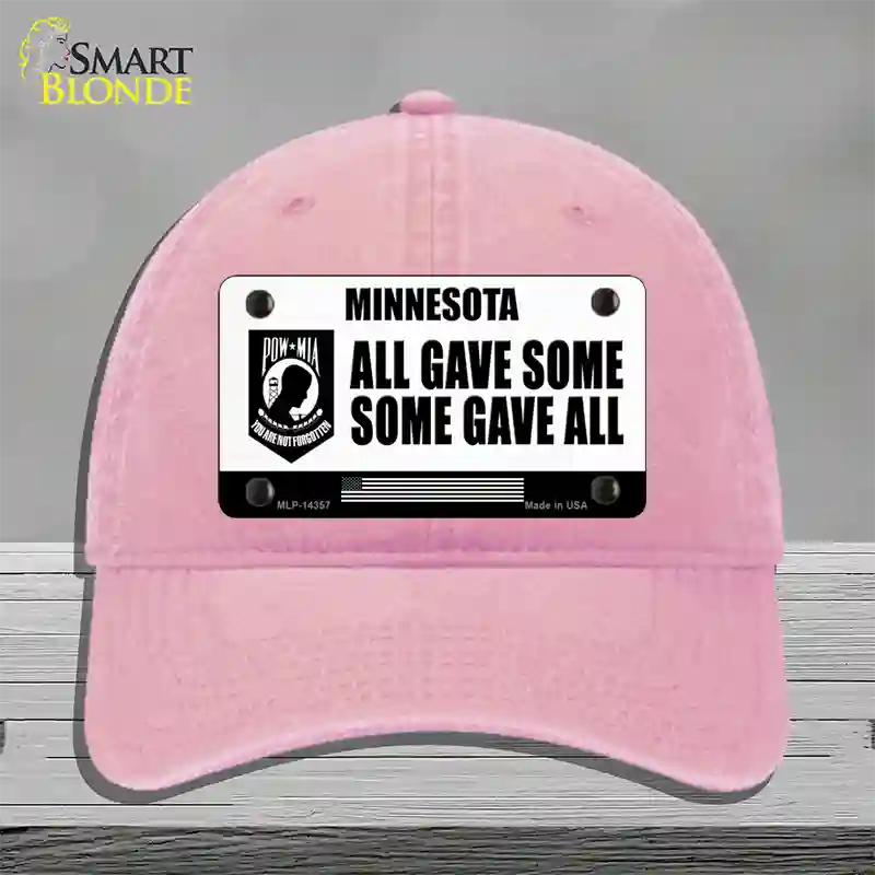 Minnesota POW MIA Some Gave All Novelty License Plate Hat Unconstructed Cotton / Pink