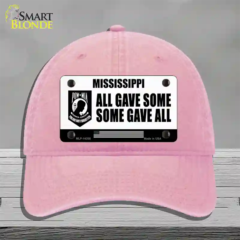 Mississippi POW MIA Some Gave All Novelty License Plate Hat Unconstructed Cotton / Pink