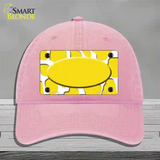 Yellow White Giraffe Yellow Center Oval Novelty License Plate Hat Unconstructed Cotton / Pink