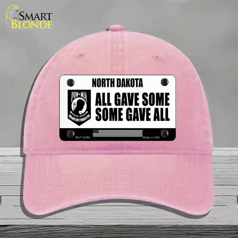 North Dakota POW MIA Some Gave All Novelty License Plate Hat Unconstructed Cotton / Pink