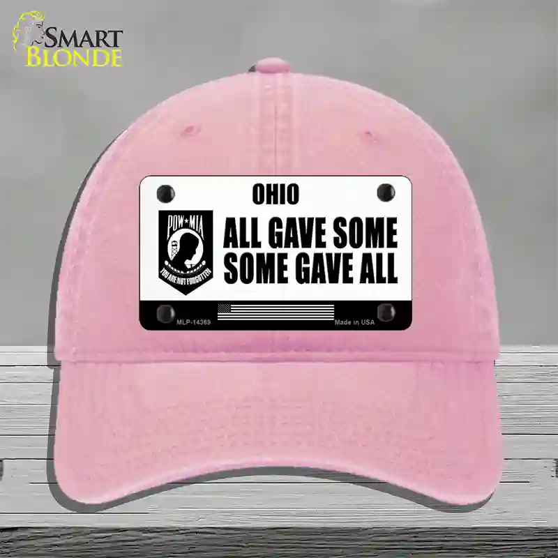 Ohio POW MIA Some Gave All Novelty License Plate Hat Unconstructed Cotton / Pink