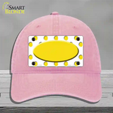 Yellow White Polka Dot Yellow Center Oval Novelty License Plate Hat Unconstructed Cotton / Pink