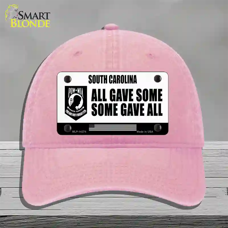 South Carolina POW MIA Some Gave All Novelty License Plate Hat Unconstructed Cotton / Pink