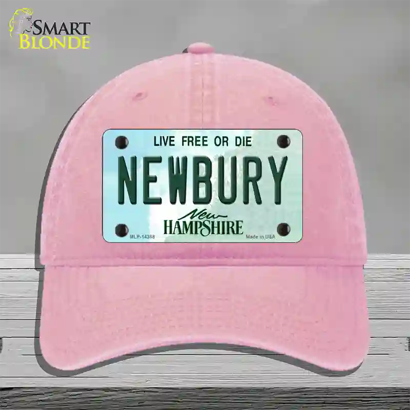 Newbury New Hampshire Novelty License Plate Hat Unconstructed Cotton / Pink