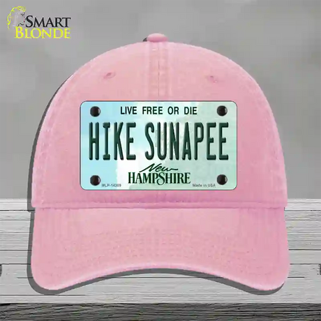 Hike Sunapee New Hampshire Novelty License Plate Hat Unconstructed Cotton / Pink