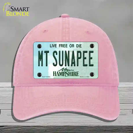 Mount Sunapee New Hampshire Novelty License Plate Hat Unconstructed Cotton / Pink