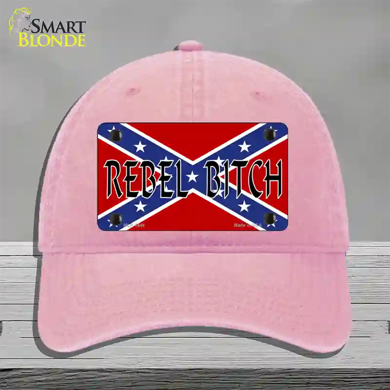 Rebel Bitch Novelty License Plate Hat Unconstructed Cotton / Pink