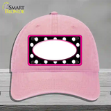 White Black Polka Dots Pink Frame And White Center Oval Novelty License Plate Hat Unconstructed Cotton / Pink