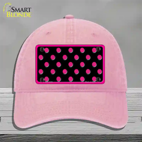 Pink Black Polka Dot Novelty License Plate Hat Unconstructed Cotton / Pink