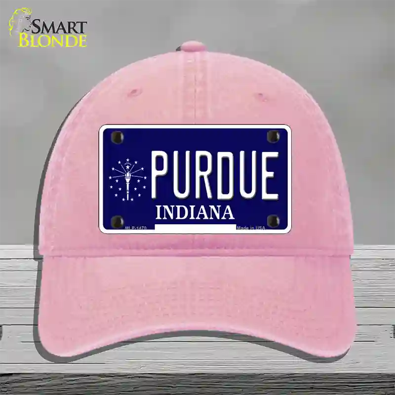 Purdue Indiana Novelty License Plate Hat Unconstructed Cotton / Pink