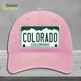 Colorado State Novelty License Plate Hat Unconstructed Cotton / Pink