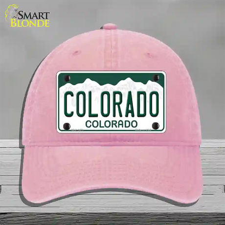 Colorado State Novelty License Plate Hat Unconstructed Cotton / Pink