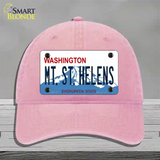 Mt St Helens Washington Novelty License Plate Hat Unconstructed Cotton / Pink