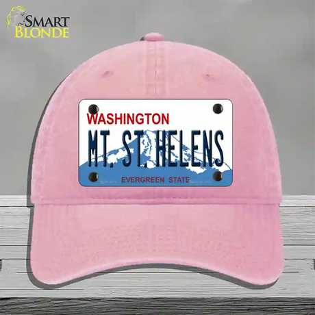 Mt St Helens Washington Novelty License Plate Hat Unconstructed Cotton / Pink