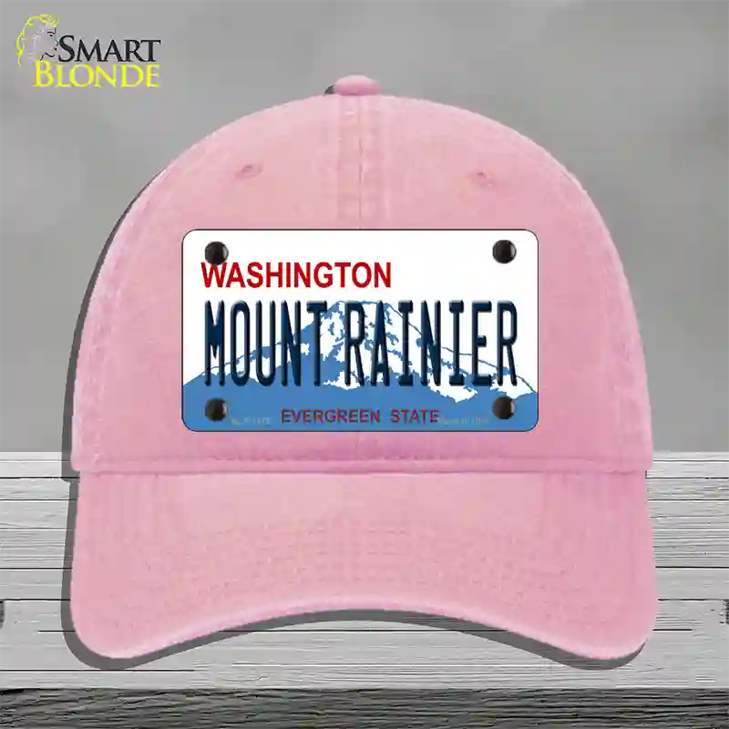 Mount Rainier Washington Novelty License Plate Hat Unconstructed Cotton / Pink