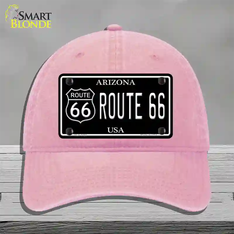 Route 66 Arizona Black Novelty License Plate Hat Unconstructed Cotton / Pink