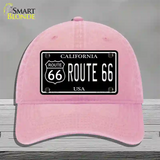 Route 66 California Black Novelty License Plate Hat Unconstructed Cotton / Pink