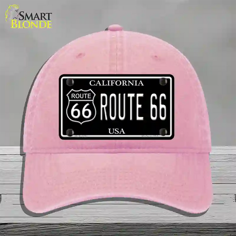 Route 66 California Black Novelty License Plate Hat Unconstructed Cotton / Pink