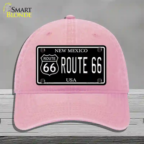 Route 66 New Mexico Black Novelty License Plate Hat Unconstructed Cotton / Pink