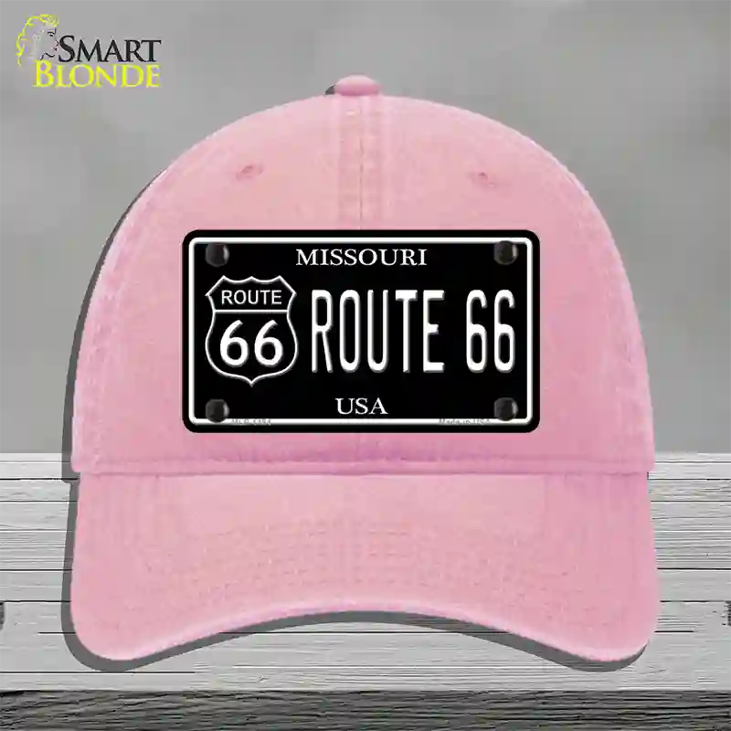 Route 66 Missouri Black Novelty License Plate Hat Unconstructed Cotton / Pink