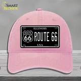 Route 66 Illinois Black Novelty License Plate Hat Unconstructed Cotton / Pink