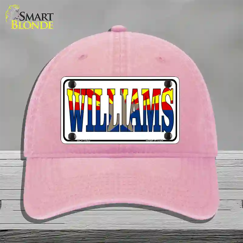 Williams Arizona Flag White Novelty License Plate Hat Unconstructed Cotton / Pink