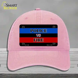 Police Vs. Fire Novelty License Plate Hat Unconstructed Cotton / Pink