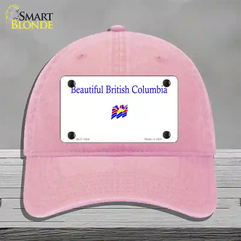 British Columbia Novelty License Plate Hat Unconstructed Cotton / Pink