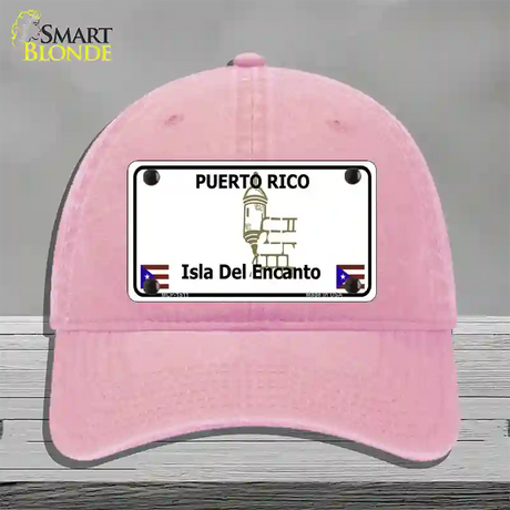 Puerto Rico Novelty License Plate Hat Unconstructed Cotton / Pink