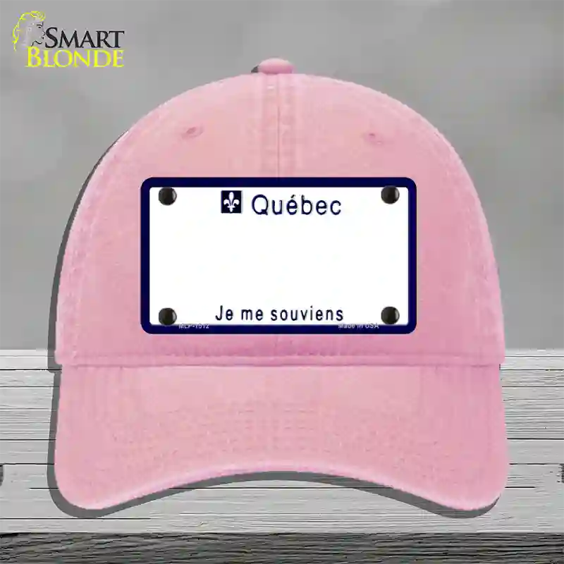 Quebec Novelty License Plate Hat Unconstructed Cotton / Pink