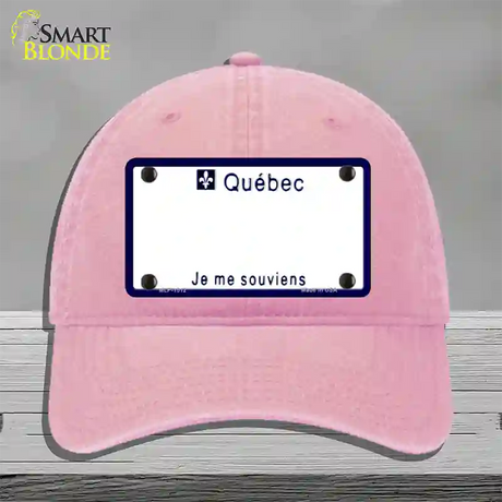 Quebec Novelty License Plate Hat Unconstructed Cotton / Pink