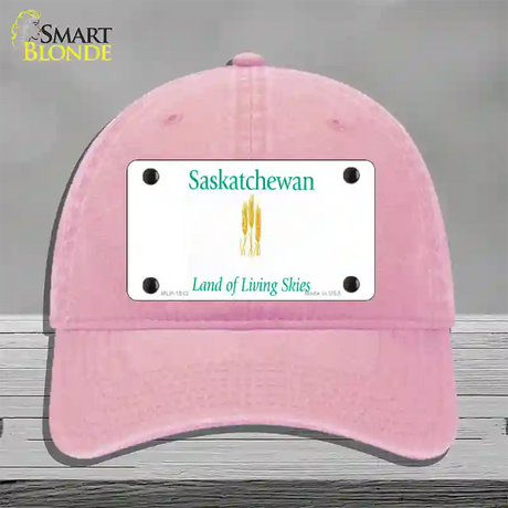 Saskatchewan Novelty License Plate Hat Unconstructed Cotton / Pink