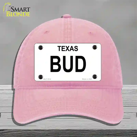 BUD Novelty License Plate Hat Unconstructed Cotton / Pink