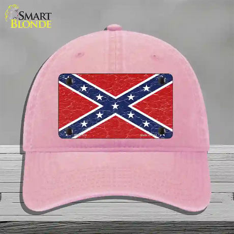 Distressed Confederate Flag Novelty License Plate Hat Unconstructed Cotton / Pink