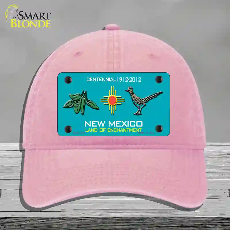 Green Chili & Road Runner New Mexico Novelty License Plate Hat Unconstructed Cotton / Pink